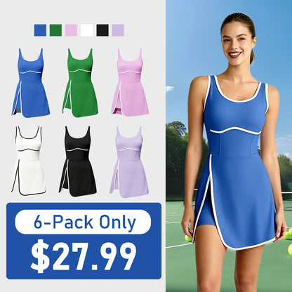 Summer Sale👗Women's Athletic Mini Dress — Built-in Bra & Shorts, With Pockets