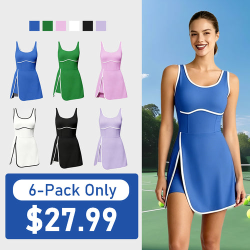 Summer Sale👗Women's Athletic Mini Dress — Built-in Bra & Shorts, With Pockets