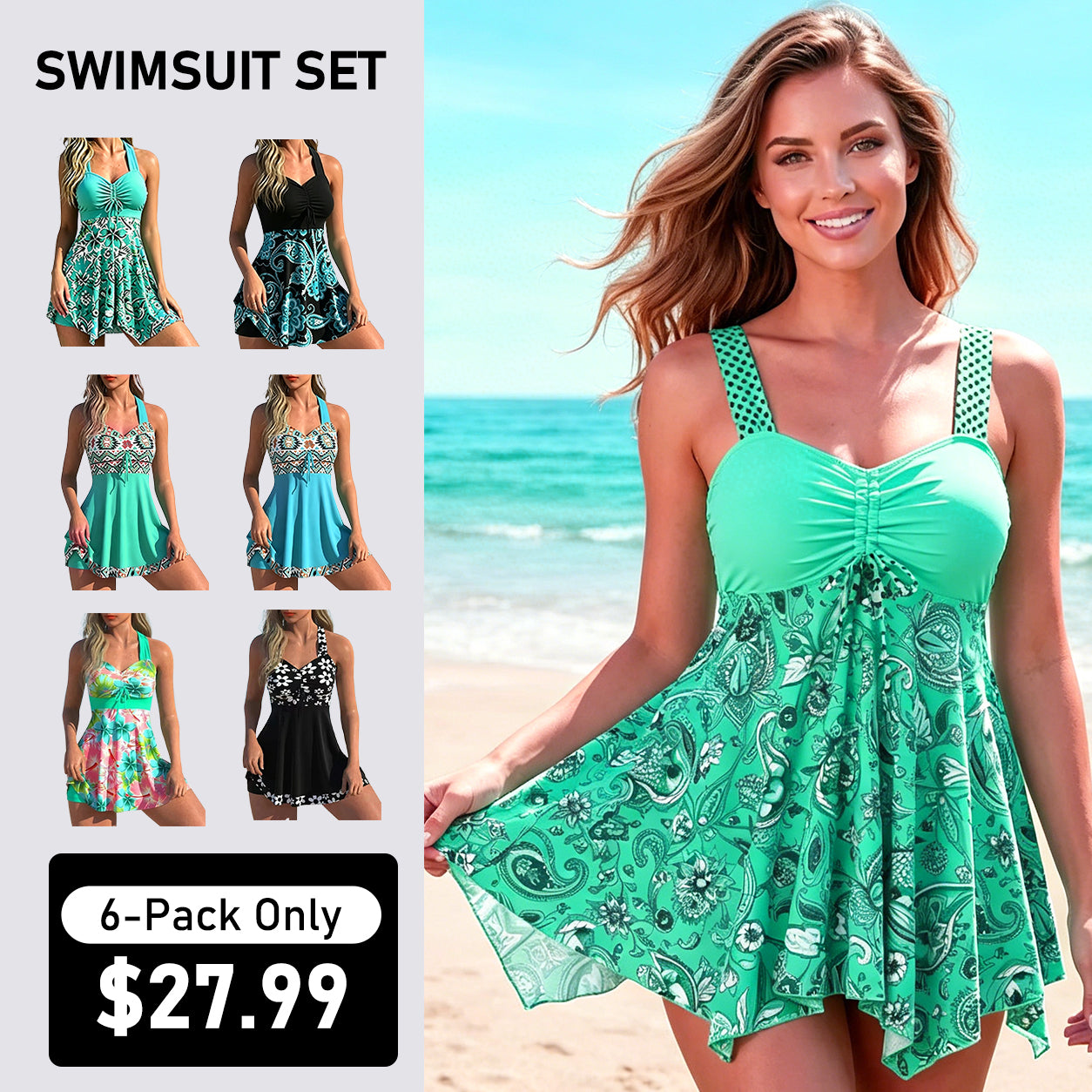 🔥LAST DAY SALE 60% Off! 👙Strap Top & Fitted Swim Shorts Separable Swimsuit 