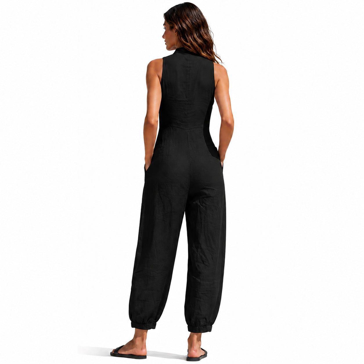 Summer Sale👗Women's Linen Blend Sleeveless Loose Jumpsuit