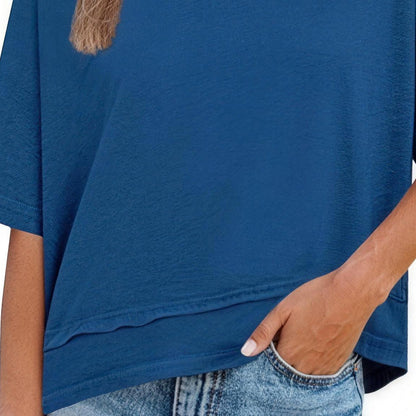 Womens Casual Solid Color V NeckDrop Shoulder T-Shirts