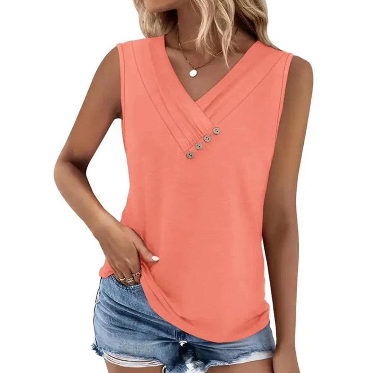 💐2026 New Arrivals 50% OFF💥 Women’s Button Down V Neck Loose Fit Tank Top