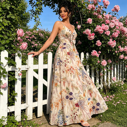 Summer Sale👗Women's Boho Style Floral-Print Spaghetti Strap Cami Dress