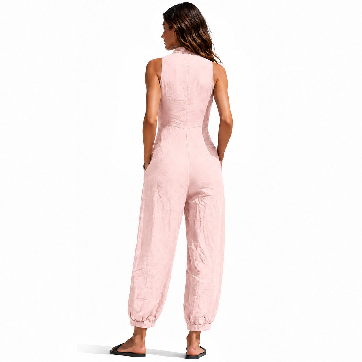 Summer Sale👗Women's Linen Blend Sleeveless Loose Jumpsuit