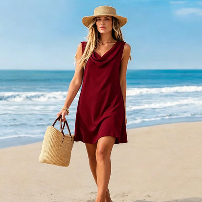 2026 Summer New Arrival: Women's Elegant Sleeveless Cowl NeckDress