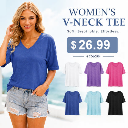 💖2026 Summer Sale 50% OFF💥Women's Solid Color V-Neck T-shirt
