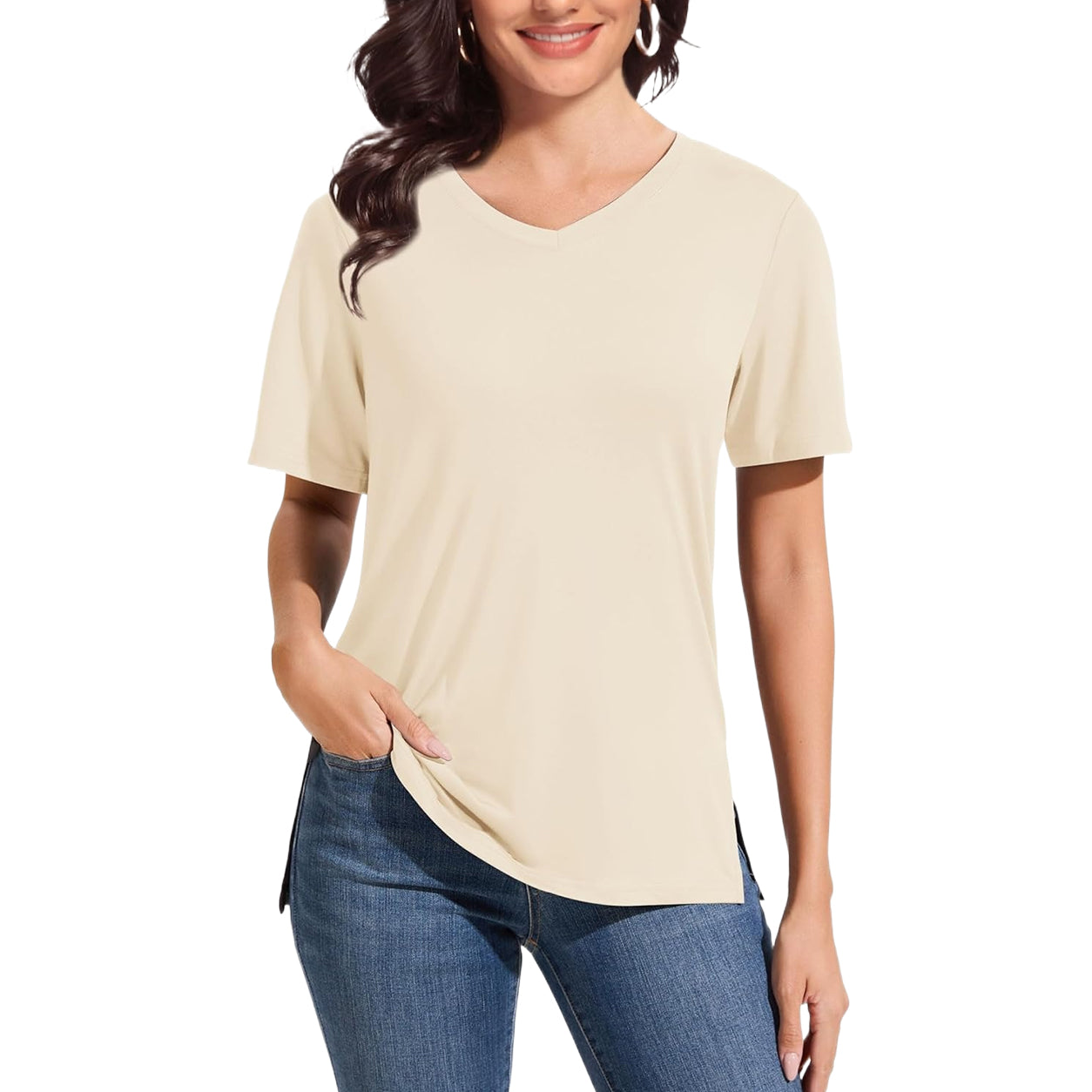 Summer Sale👗Women's Short Sleeve V Neck Basic T-Shirt