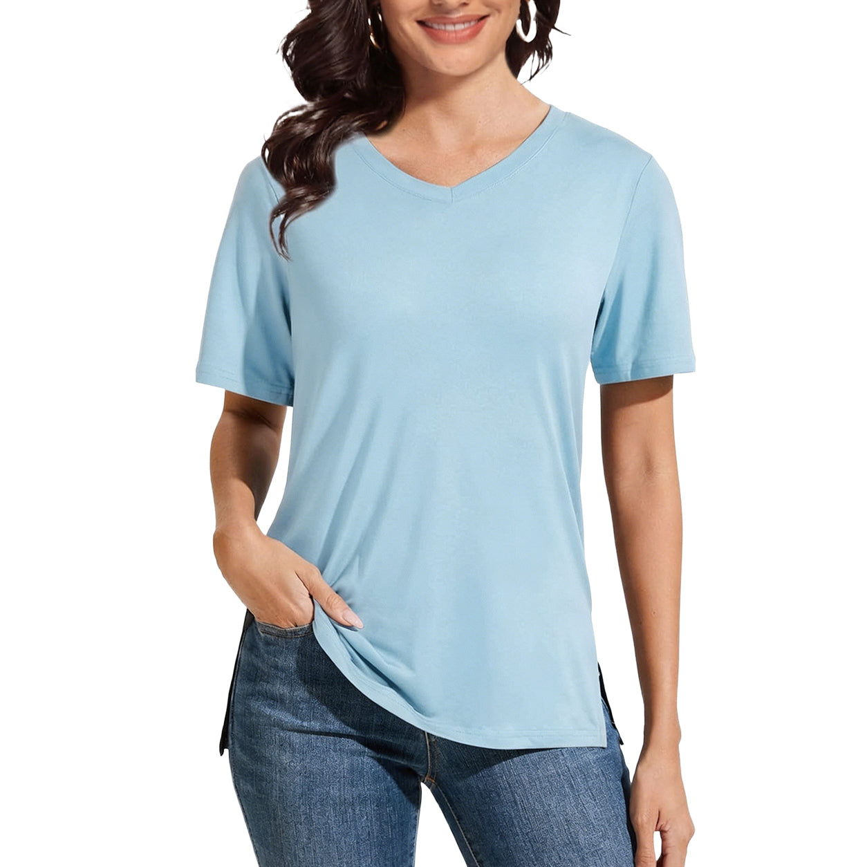 Summer Sale👗Women's Short Sleeve V Neck Basic T-Shirt