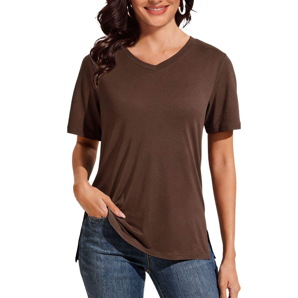 Summer Sale👗Women's Short Sleeve V Neck Basic T-Shirt