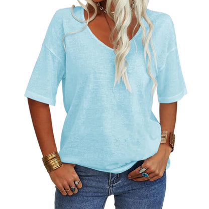 💖2026 Summer Sale 50% OFF💥Women's Solid Color V-Neck T-shirt