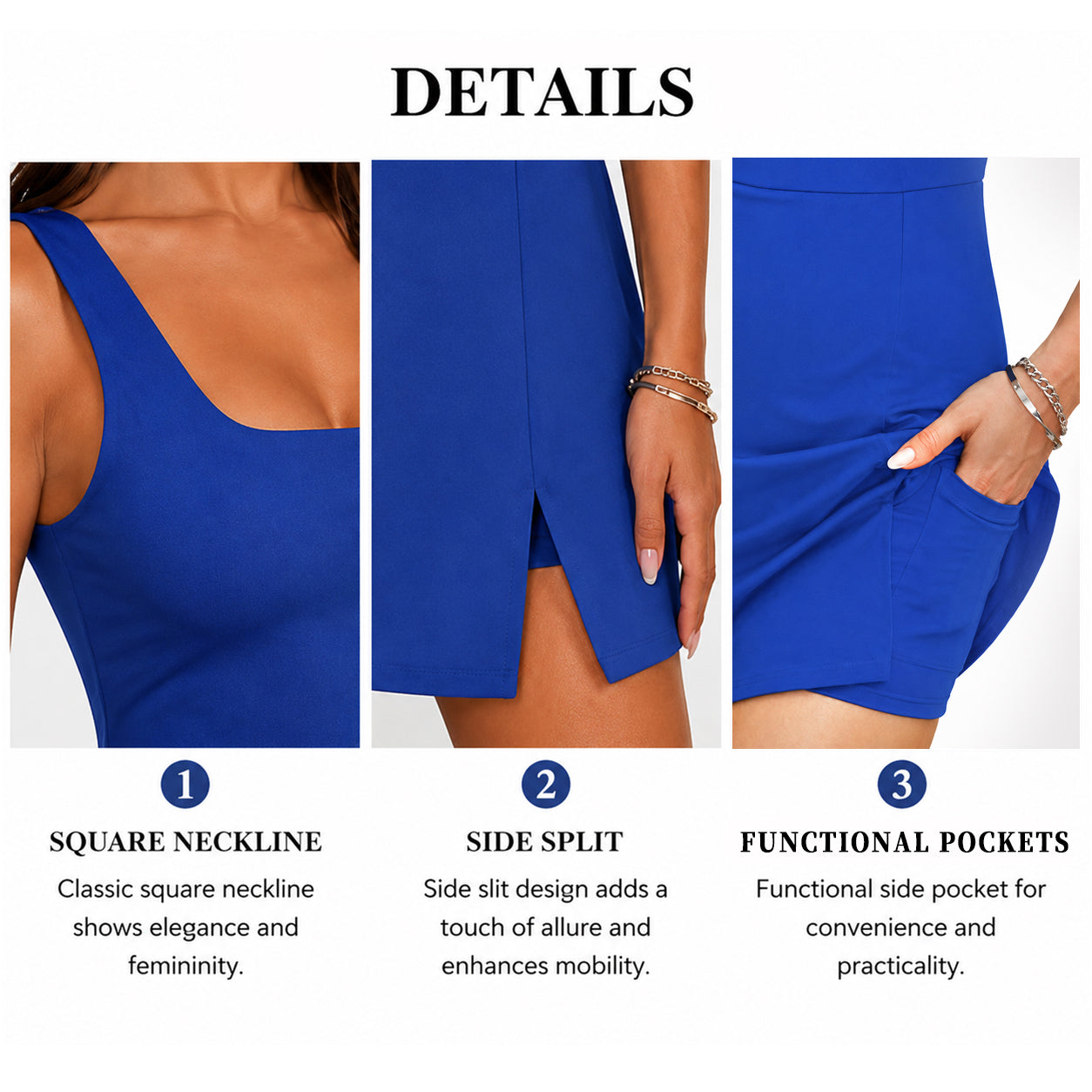 Summer Sale👗Women's U-Neck Sleeveless Dress with Built-in Shorts and Pockets