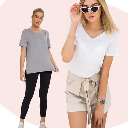 Summer Sale👗Women's Short Sleeve V Neck Basic T-Shirt