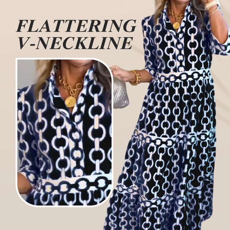 🎉This Week's Special Sales - 60% OFF✨Women’s Geometric Print V-Neck Maxi Dress