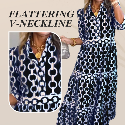 🎉This Week's Special Sales - 60% OFF✨Women’s Geometric Print V-Neck Maxi Dress
