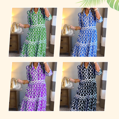 🎉This Week's Special Sales - 60% OFF✨Women’s Geometric Print V-Neck Maxi Dress