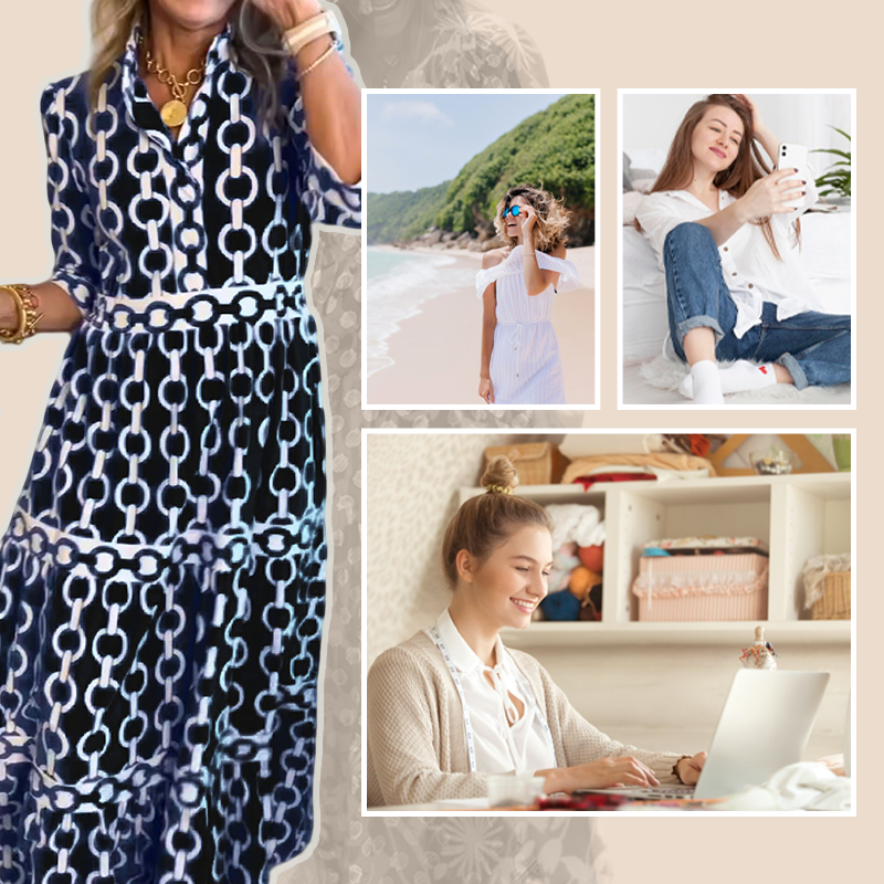 🎉This Week's Special Sales - 60% OFF✨Women’s Geometric Print V-Neck Maxi Dress