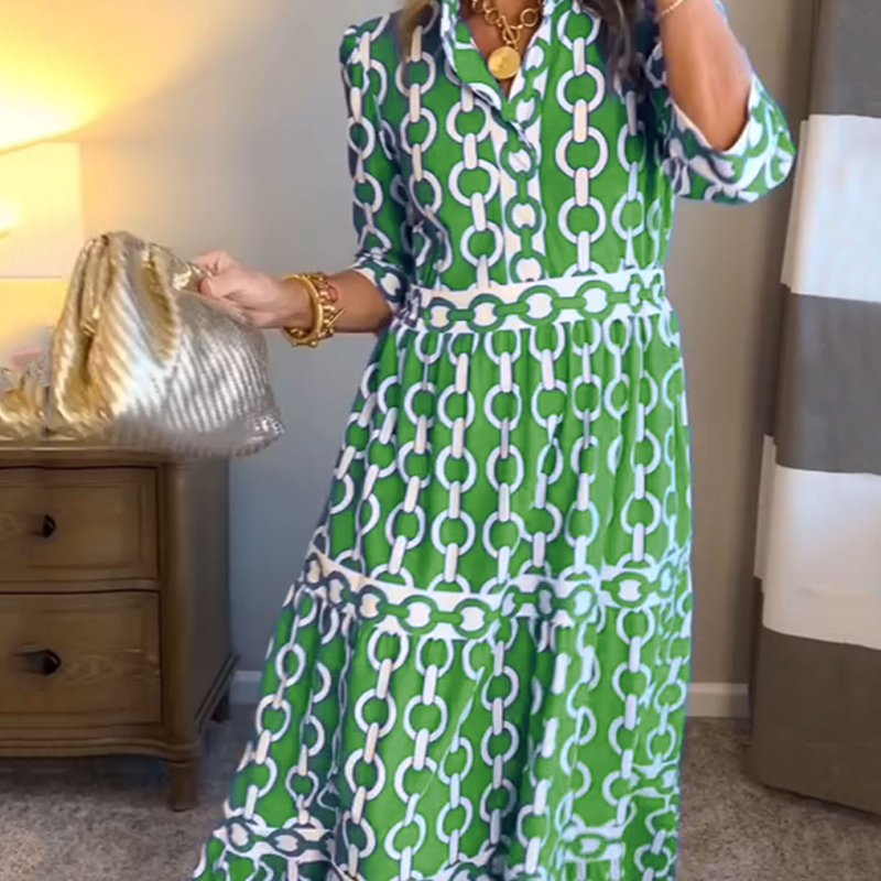 🎉This Week's Special Sales - 60% OFF✨Women’s Geometric Print V-Neck Maxi Dress
