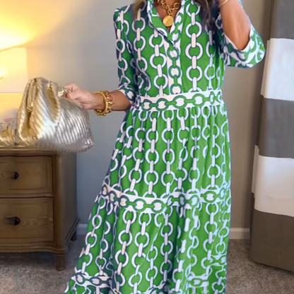 🎉This Week's Special Sales - 60% OFF✨Women’s Geometric Print V-Neck Maxi Dress